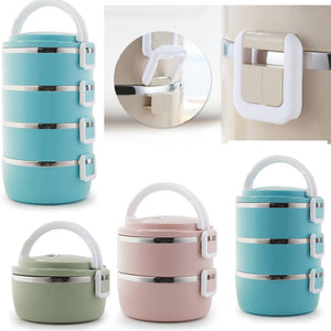 Multi-layer insulated lunch box stainless steel large capacity round lunch box student lunch box office lunch box picnic supplies