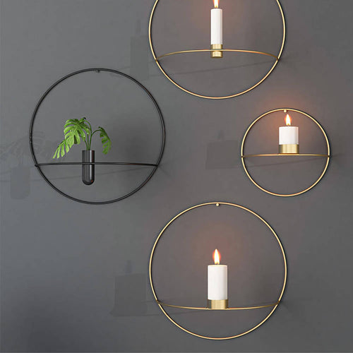 Geometric Wall Mounted Candle Holder Metal Tea Light Home Decor Candlestick