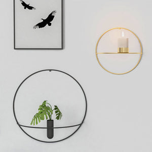 Geometric Wall Mounted Candle Holder Metal Tea Light Home Decor Candlestick