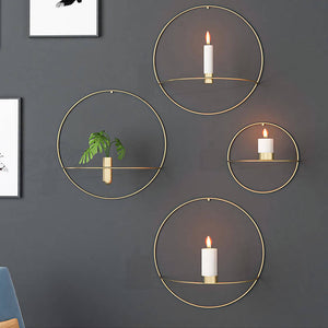 Geometric Wall Mounted Candle Holder Metal Tea Light Home Decor Candlestick