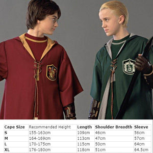 Harry Potter Slytherin Gryffindor Cloak Robe Cosplay Costume