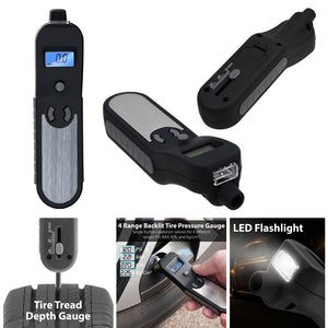 Digital Tire Pressure Gauge Car Meter Flashlight Air Release Inflator Tread