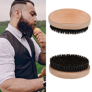Men Boar Bristle Beard Brush Moustache Wood Round Handle Mens Beard Brush