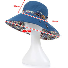 Load image into Gallery viewer, Women Summer Big Wide Brim Cotton Hat Floppy Derby Beach Sun Foldable Cap