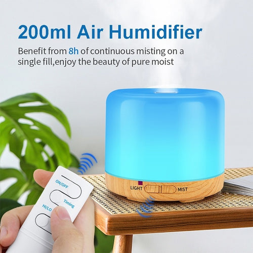 200ml USB Electric Aroma Air Diffuser Ultrasonic Cool Air Humidifier with 7 Color LED Changing Light for Home