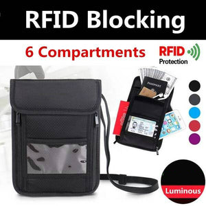 RFID Blocking Passport Card Holder Neck Stash Pouch Security Travel Wallet Bag