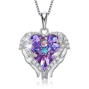 925 Sterling Silver Necklace Embellished with crystals from Swarovski Pendants Necklace Angel Wings Necklaces