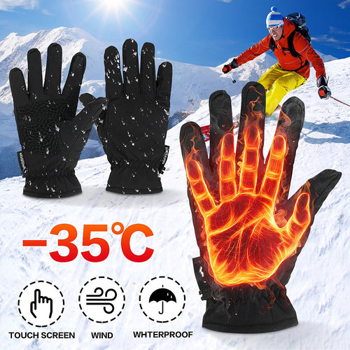Ski Gloves Waterproof Fleece Thermal Heated Gloves
