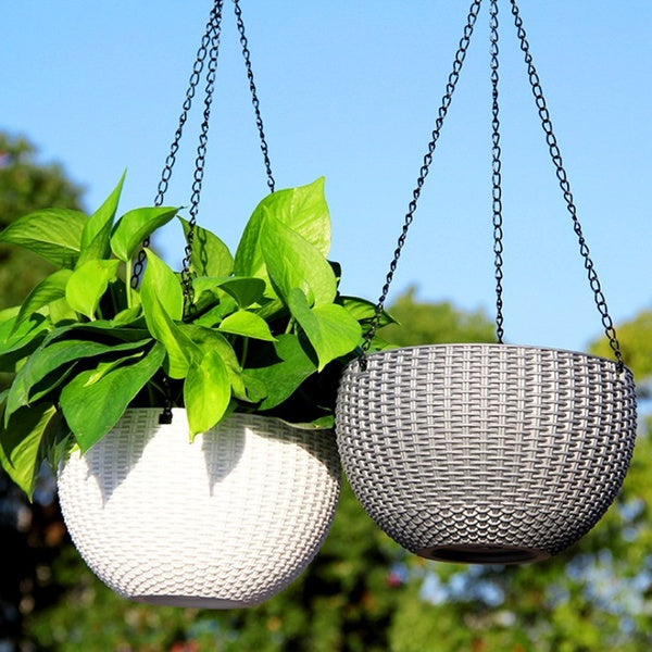 Plastic Self Watering Hanging Planter Basket Garden Flower Plant Hanger for Indoor Outdoor Use