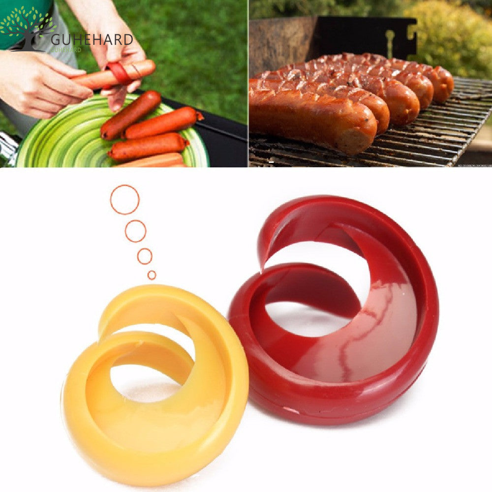 2 PCs Manual Fancy Sausage Cutter Spiral Barbecue Hot Dogs Cutter Slicer