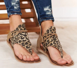 Women Anti-slip Sandals Leopard Pattern Large Size Rome Sandals