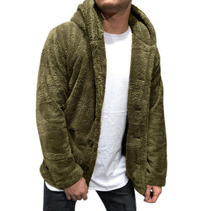 Men Warm Plush Fleece Cardigan Coat