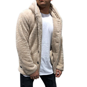 Men Warm Plush Fleece Cardigan Coat