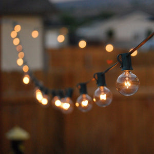25Ft G40 Globe Bulb String Lights With 25 Clear Ball Vintage Bulbs Indoor/Outdoor Hanging Umbrella Patio String Lighting