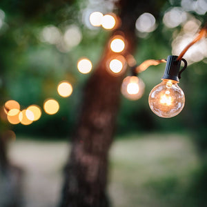 25Ft G40 Globe Bulb String Lights With 25 Clear Ball Vintage Bulbs Indoor/Outdoor Hanging Umbrella Patio String Lighting
