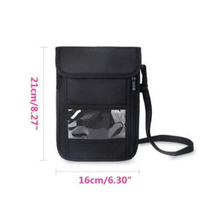 RFID Blocking Passport Card Holder Neck Stash Pouch Security Travel Wallet Bag