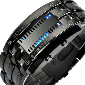 Creative Sport Watch Men Stainless Steel Strap LED Display Watches