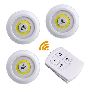 3PCS COB LED Night Lights Wireless LED Remote Control Battery Under Cabinet Night Light