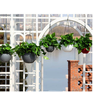 Plastic Self Watering Hanging Planter Basket Garden Flower Plant Hanger for Indoor Outdoor Use