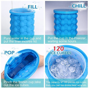 New Ice Cube Maker Genie Space Saving Silicone Ice Mug Mold Home Kitchen