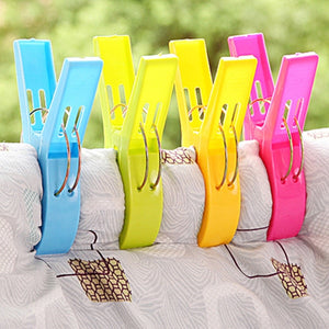 8 Pcs Plastic Color Clothes Pegs Beach Towel Clamp Laundry Clothes Pins Large Size Drying Racks Retaining Clip Organization
