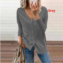 Load image into Gallery viewer, Button Sweater Crewneck Cardigan Long Sleeve