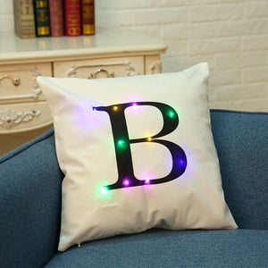 26 Letter Color Lighting LED Cushion Cover Home Decor Throw Pillowcase