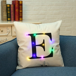 26 Letter Color Lighting LED Cushion Cover Home Decor Throw Pillowcase