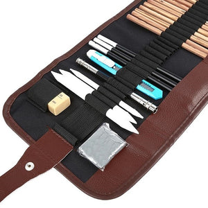 18pcs/set Sketch Tool Kits Pencils Charcoal Extender Paper Pen Cutter Eraser Drawing Set
