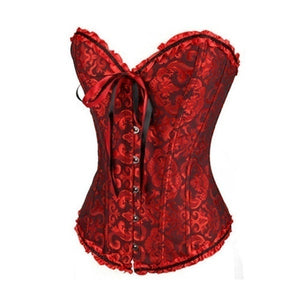Women Court Sexy Push Up Shapewear Overbust Corset Bustier with G-string