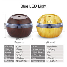 Load image into Gallery viewer, USB Ultrasonic Humidifier, 300ml Aroma Diffuser Essential with Blue LED Light