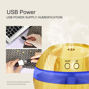 USB Ultrasonic Humidifier, 300ml Aroma Diffuser Essential with Blue LED Light