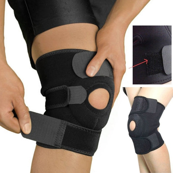 1pc Adjustable Strap Elastic Patella Sports Support Brace Black Neoprene Knee