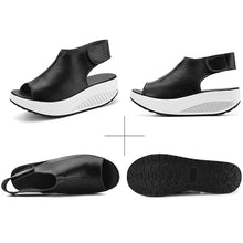 Load image into Gallery viewer, Summer Women Velcro Sandles Fish Mouth Wedges Shoes Ladies Leather Shake Shoes
