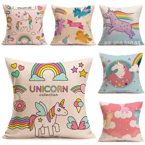 New Arrival Rainbow Cushion Case Decorative Unicorn Printed Christmas Decor Pillow Covers