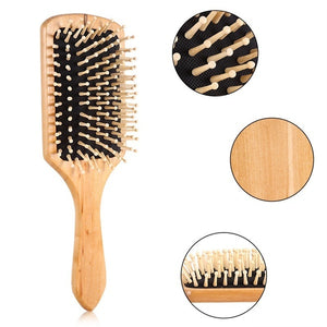 Natural Wooden Massage Comb Hair Scalp Health Care Paddle Hairbrush Tool