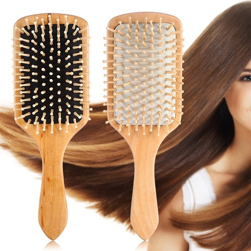 Natural Wooden Massage Comb Hair Scalp Health Care Paddle Hairbrush Tool