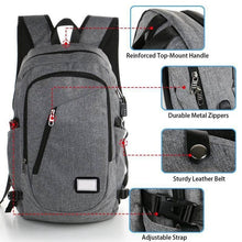 Load image into Gallery viewer, Men Fashion Business Laptop Backpack Student Notebook School Bag with USB Port