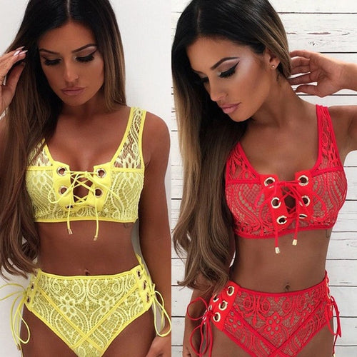 Women Bandage Bikini Push-up Padded Bra Swimsuit Bathing 2pcs Set Swimwear