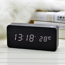 Load image into Gallery viewer, Ultra Modern Wooden LED Clock Square Cube Digital Alarm Clock with Thermometer