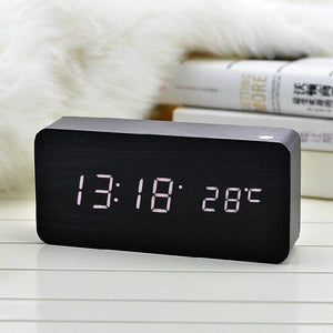 Ultra Modern Wooden LED Clock Square Cube Digital Alarm Clock with Thermometer