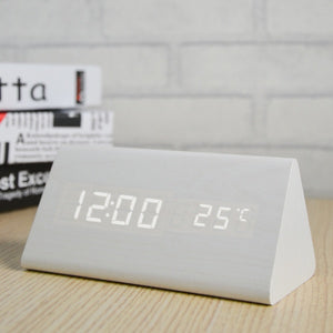 Ultra Modern Wooden LED Clock Square Cube Digital Alarm Clock with Thermometer