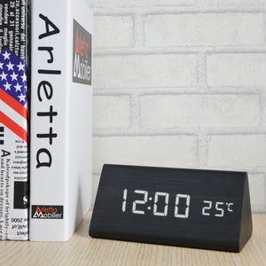 Ultra Modern Wooden LED Clock Square Cube Digital Alarm Clock with Thermometer