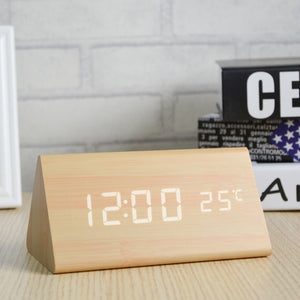 Ultra Modern Wooden LED Clock Square Cube Digital Alarm Clock with Thermometer