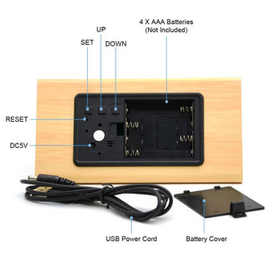 Ultra Modern Wooden LED Clock Square Cube Digital Alarm Clock with Thermometer