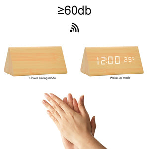 Ultra Modern Wooden LED Clock Square Cube Digital Alarm Clock with Thermometer