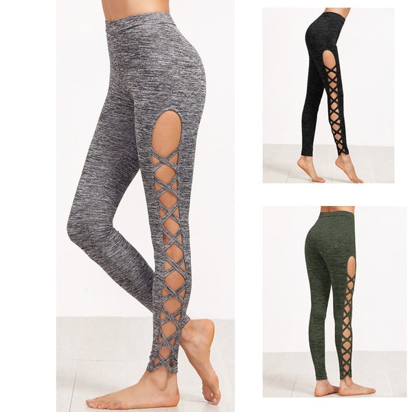 3 Colors Available Womens Cutout Leggings Exercise Running Yoga Sports Fitness Gym Pants