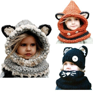 Warm Baby Girls Hats Handmade Kids Winter Wind Protection Hats