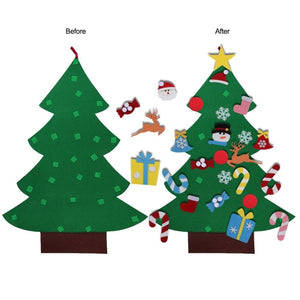 DIY Felt Christmas Tree with Ornaments Stick Door Wall Hanging Xmas Decor
