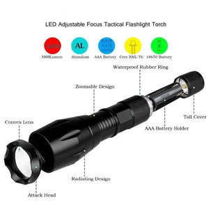 Waterproof Mini T6 Led Tactical LED Flashlight Zoom Super Bright Military Grade